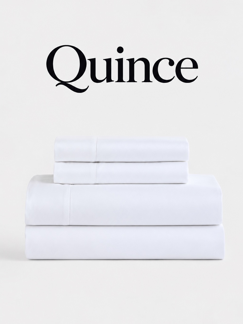 Quince King Size Signature Giza Cotton Sateen Sheet Set in White NWT $174.00